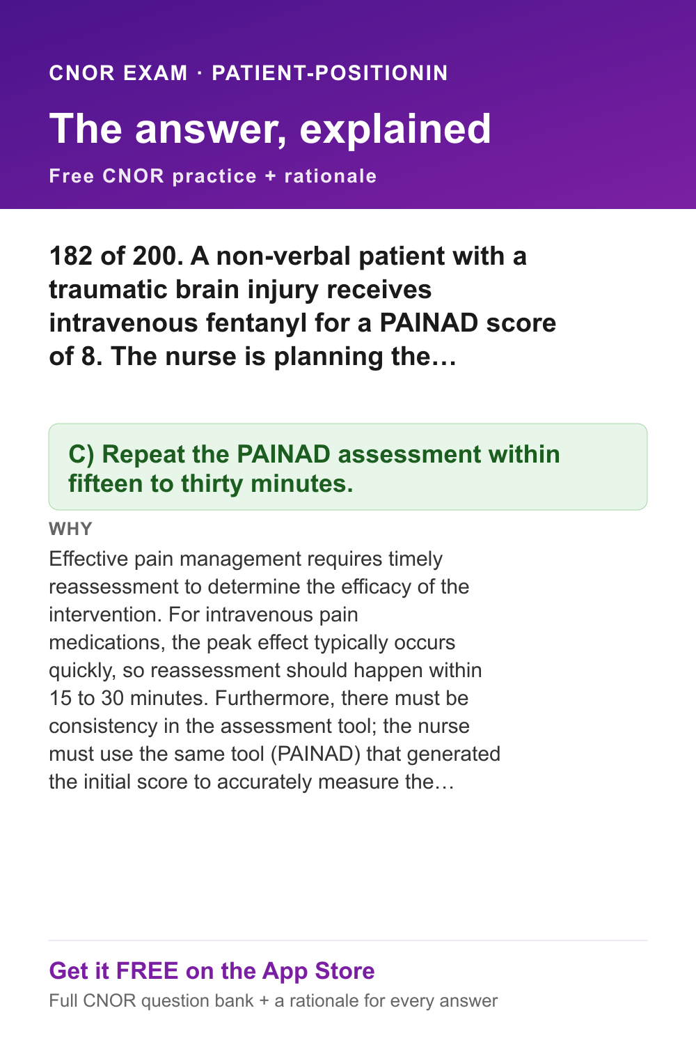 CNOR answer and rationale — patient-positioning