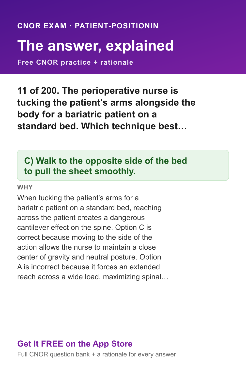 CNOR answer and rationale — patient-positioning