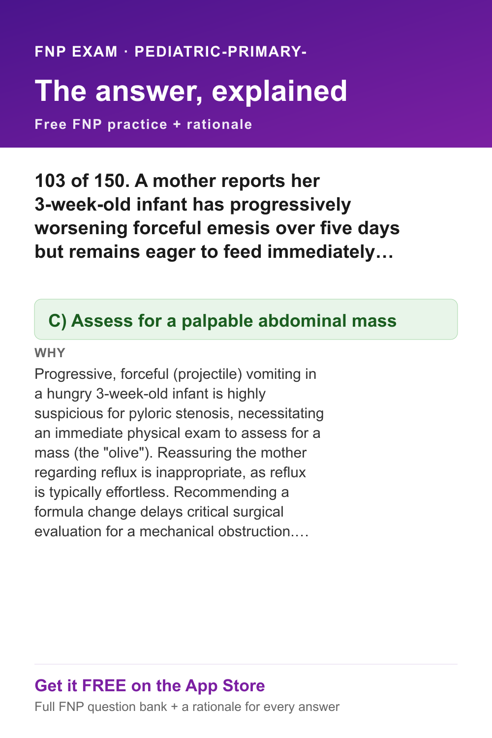 FNP answer and rationale — pediatric-primary-care