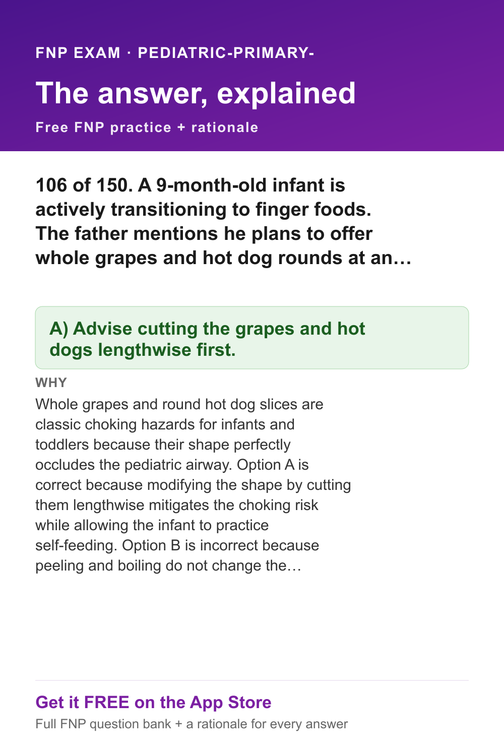 FNP answer and rationale — pediatric-primary-care